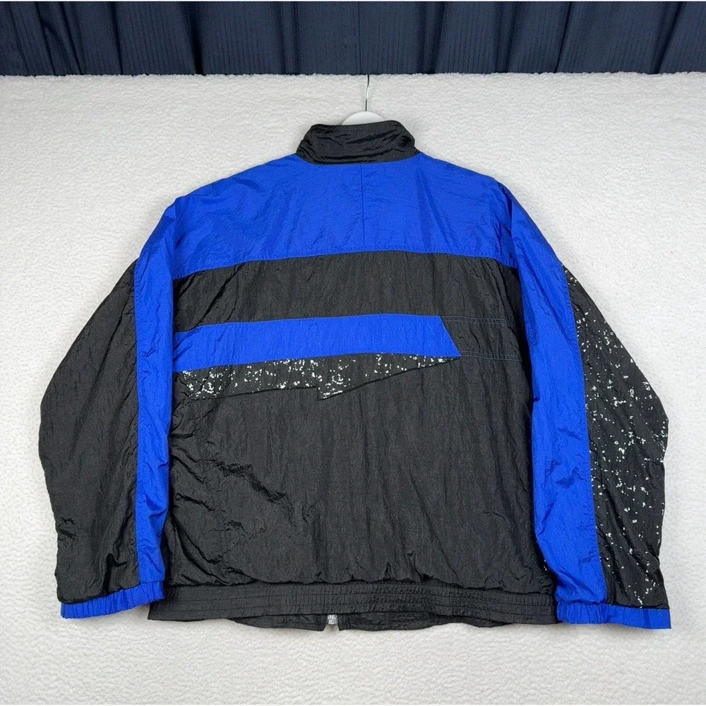 Vintage 90s IXSPA Windbreaker Jacket Black Blue - Men's Medium (Fits Roomy)